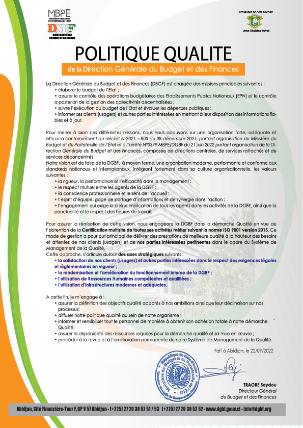 couverture politique qualite dgbf